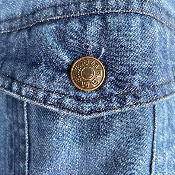 The Pyramid Collection Y2K Denim Jacket Women L Boho Hippie Rainbow Tassel NEW - Picture 5 of 10